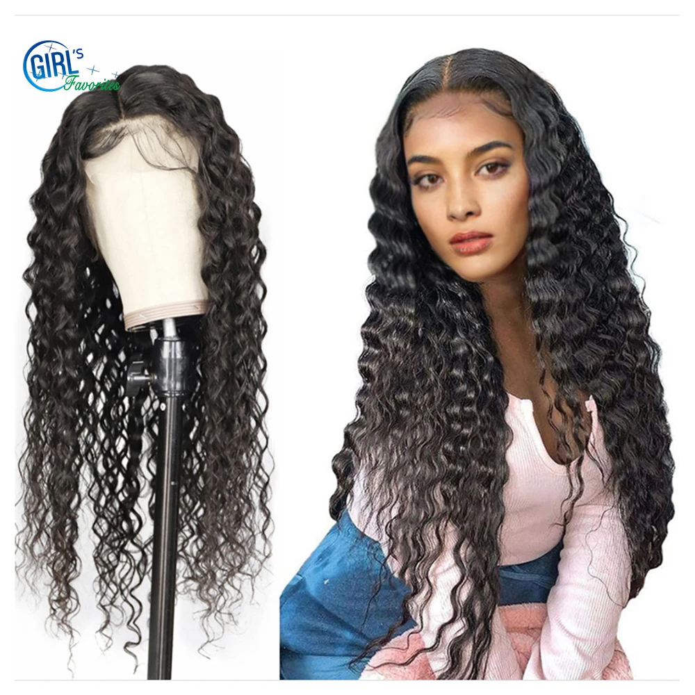 13x4 Lace Frontal Wigs Deep Wave Human Hair Wig HD Lace Wig Can Be Dye And Bleached Pre Plucked with Baby Hair Raw Indian