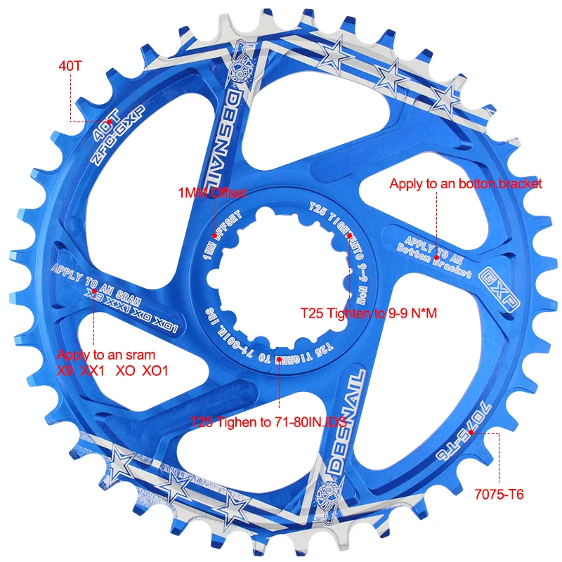 BDSNAIL 7075 MTB Bike Crankset Plate 34T 36T 38T 40T  Bicycle  Fit For GXP XX1 X9 XO X01 BB30 Crankset