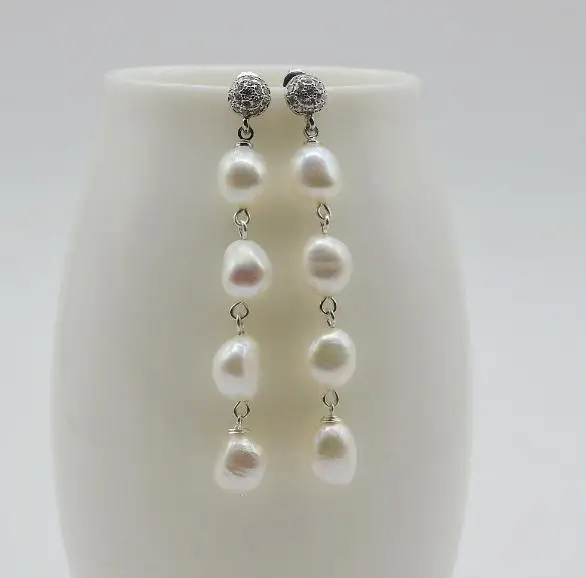 

New Favorite Long Pearl Earrings Irregular Small Baroque Pearl Jewelry 925 Sterling Silver Earrings Handmade Classic Women Gift