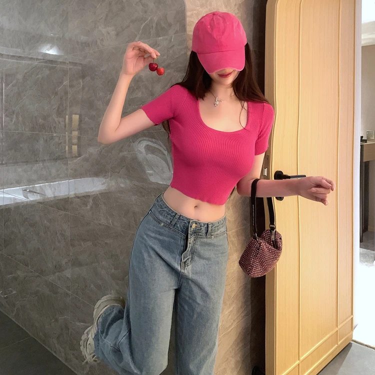Sexy Knitted Top Summer Square Neck Tank Top Women Camisole Party Club Slim Top Female High Street Vest Casual Camis Beach