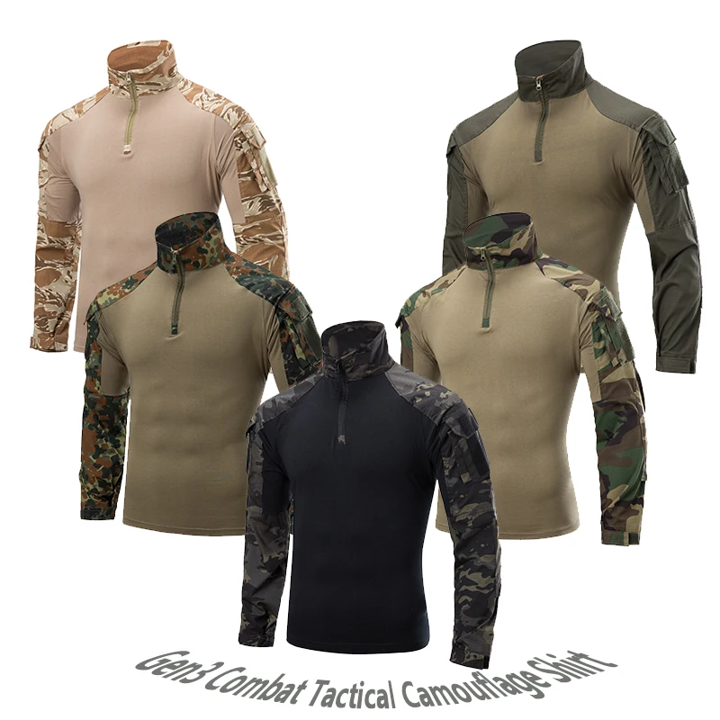 Tactical Camouflage Combat Shirt  Military Paintball Clothing US Navy Assault Camo Militar Uniform