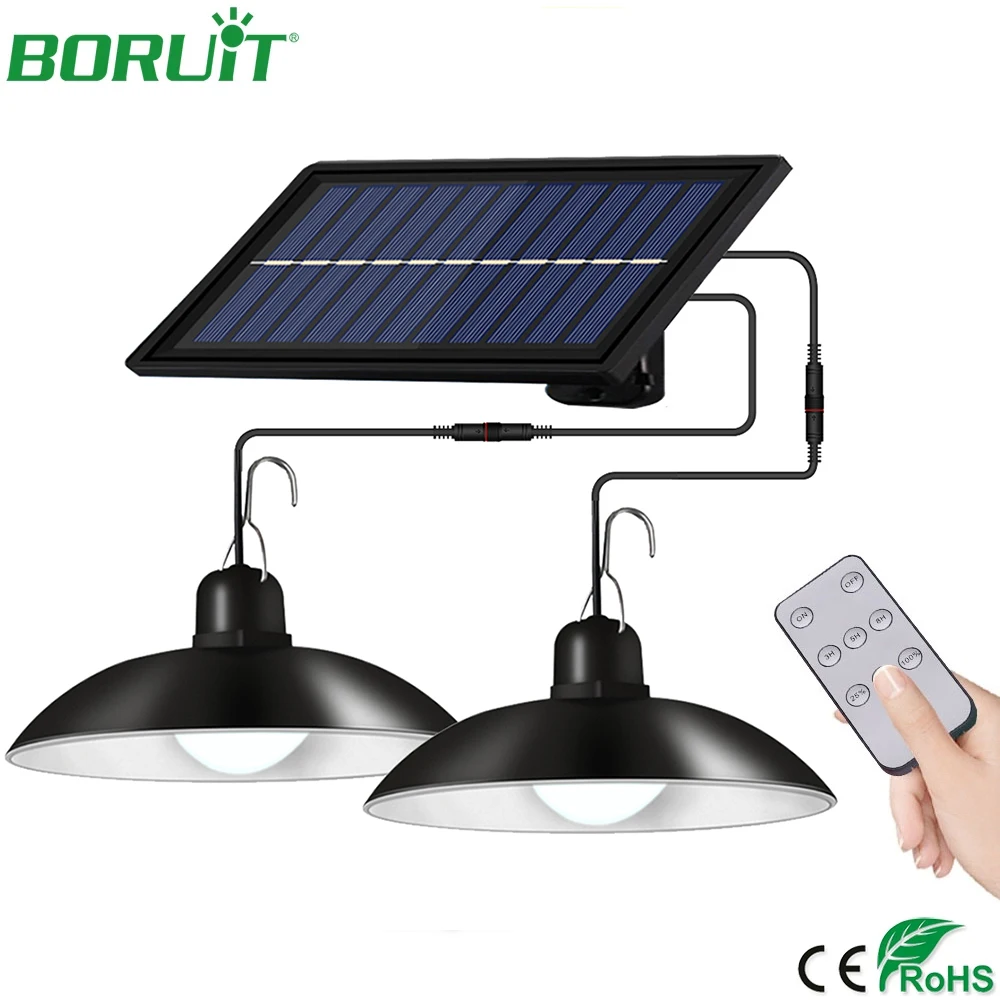 

BORUiT Solar Light Outdoor Indoor Solar Powerful Motion Sensor LED Powered Pendant Lamps IP65 Waterproof Dual Lamps for Garden