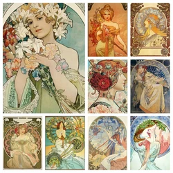 Pełne kwadratowe / okrągłe wiertła 5d Alfons Mucha Diamond Painting Art Mosaic Cross Stitch Kit Wall Poter Home Room Decor