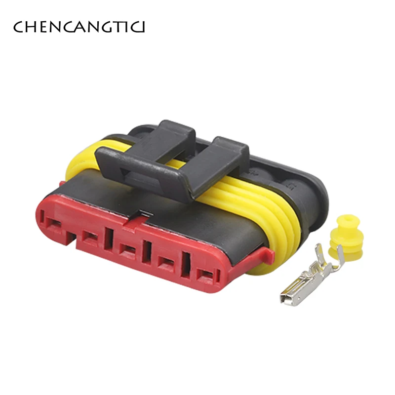 1 Set 5 Pin 282089-1 282107-1 Superseal Waterproof Autelectrical Wire Connector Male or Female Plug Tyco AMP Socket