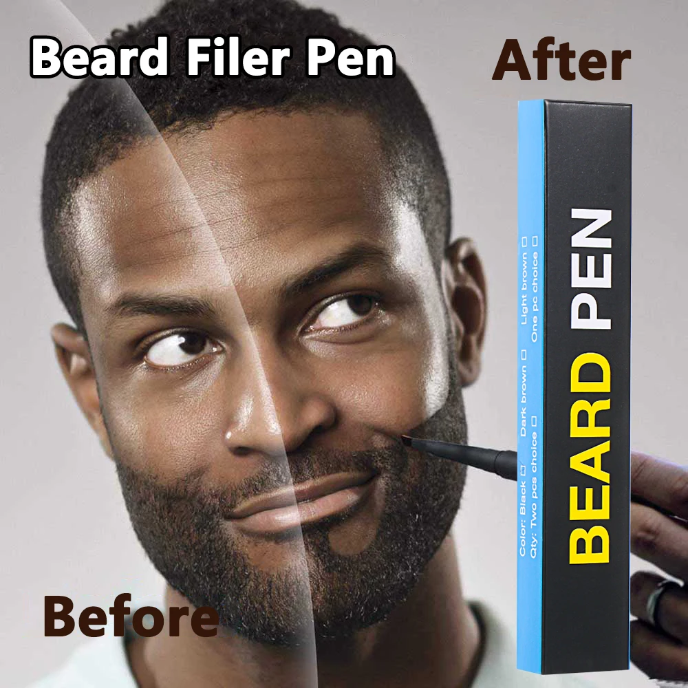 Fashion Men Beard Makeup Enhancer Moustache Coloring Beard Filler Tools Anti Hair Loss Facial Whiskers Waterproof Styling Pen