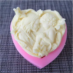 Baby Shower stampo per sapone a forma di cuore stampi per sapone mamma Baby Angel stampo in Silicone per sapone fatto a mano candela resina intonaco artigianato