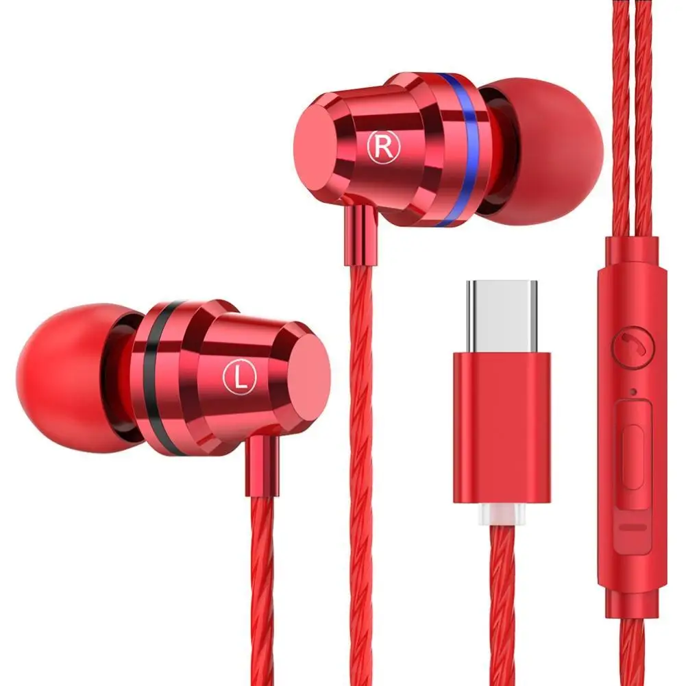 M-4 Type-C Wired Earphone In-Ear Stereo Music Headset for Xiao-mi Hua-wei Phones