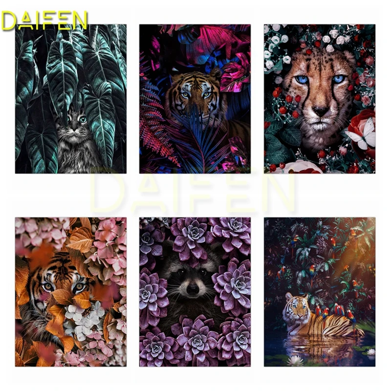 DIY Diamond embroidery flower Full Square Diamond mosaic Tiger raccoon Full Round Diamond painting Cross stitch Zebra Orangutan