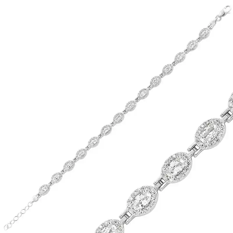 Silver White Stone Waterway Women's Bracelet 925 Sterling Jewelry Wedding Party Birthday Gift - Box -for-Laides-fashion