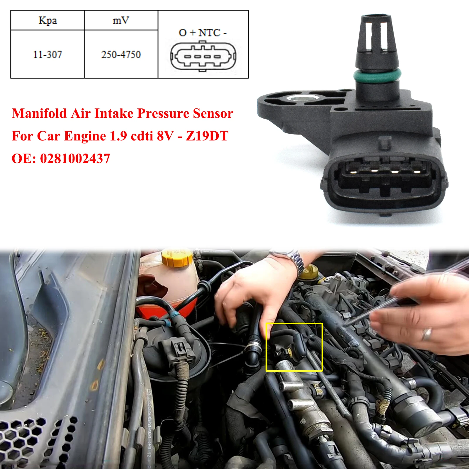 Intake Manifold Air Pressure MAP Sensor Boost Turbo 0281002437 For Opel Astra H J Zafira A Insignia A Vectra C Meriva B Car Part