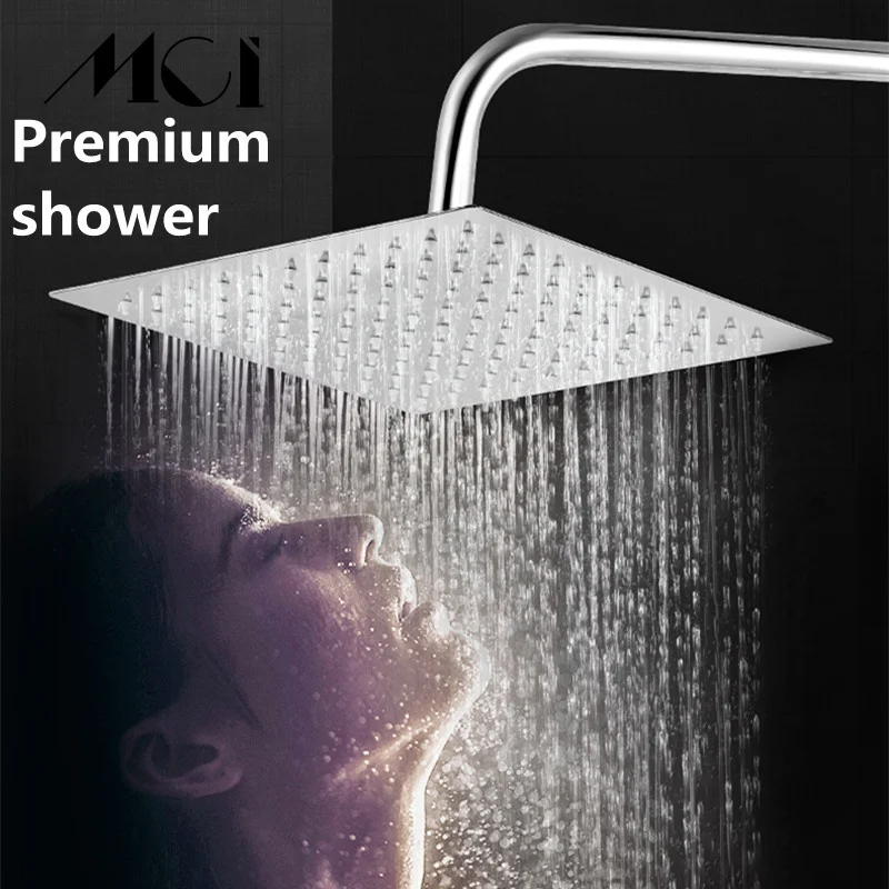 Mci Stainless Steel 8/12 Inch Waterfall Rainfall Square Round Ultra-thin High Pressure Waterfall Rainfall rotatable Shower Head