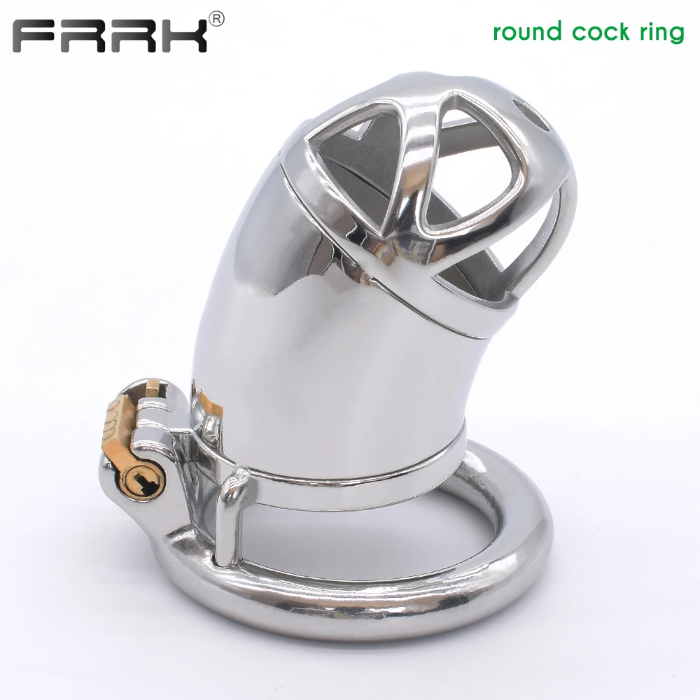 FRRK BDSM Male Chastity Cock Cage for Men Stainless Steel Bondage Device Penis Rings Sleeve Metal Tube Lock Dick Sex Toys Shop