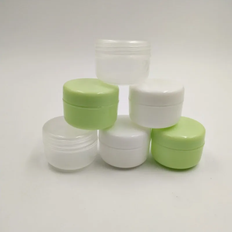 50 Pcs /Sets 10g Travel Face Cream Lotion Cosmetic Container Portable White Clear Refillable Plastic Empty Makeup Jar Pot