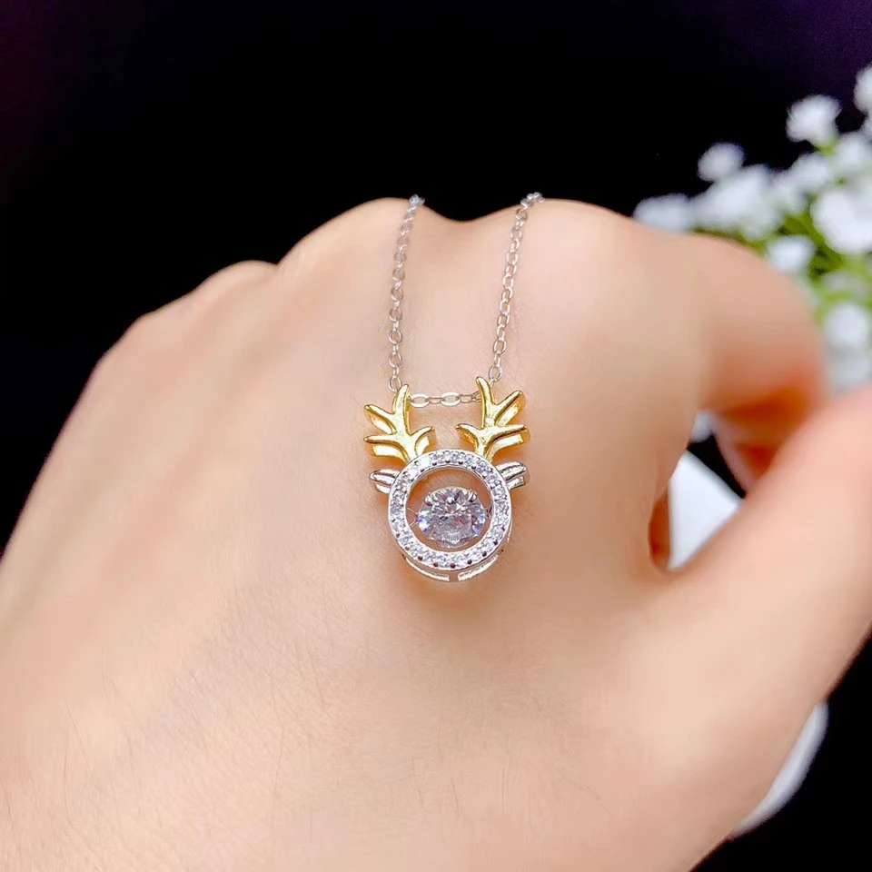 KJJEAXCMY Fine Jewelry 925 Sterling Silver inlaid Mosang Diamond ladies new pendant exquisite deer necklace support test