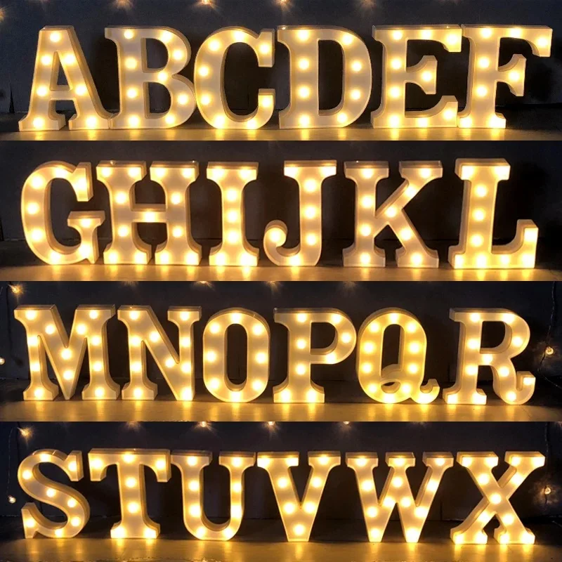 22CM Large LED Letter Lights Light Up Letters Sign for Wedding/Birthday Party Battery Powered Christmas Light Bar Home Decor