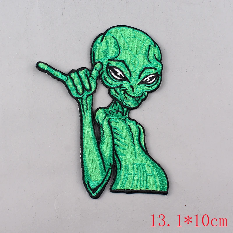 DIY Hippie Patch Alien UFO Stripe Embroidered Patches On Clothes Iron on Patches for Clothing Metal Music Badges For Backpack