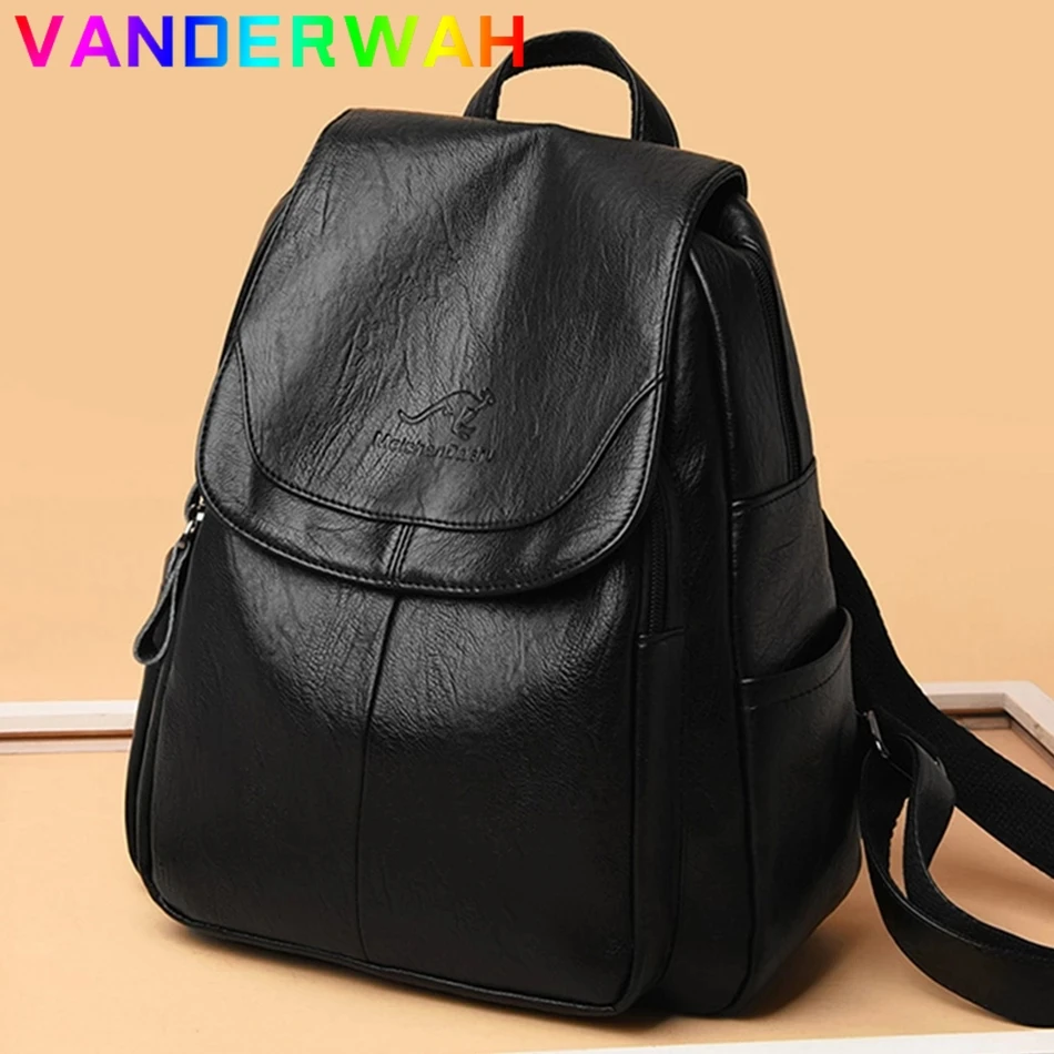 Genuine Women Backpack Leather Fashion Female Shoulder Bag Sac a Dos Ladies Bagpack Mochilas School Bags For Teenage Girls 2023