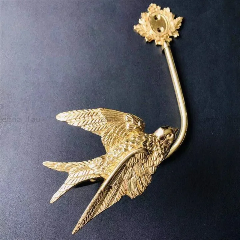 Modern Brass Curtain Hook Gold Swallow Fan Shape Curtain Holdbacks Wall Mounted Decoration Curtain Hanger for Living Room