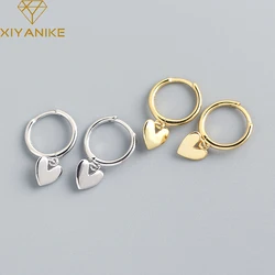 XIYANIKE Silver Color New Love Heart Hoop Earrings Female Fashion Cute Romantic Elegant Jewelry Couple Handmade Gifts