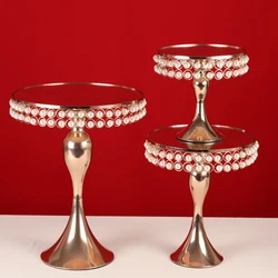 1PCS Gold  PEARL cake stand wedding table gold color Mirror-Top Cake Stand Risers Dessert Tray Set