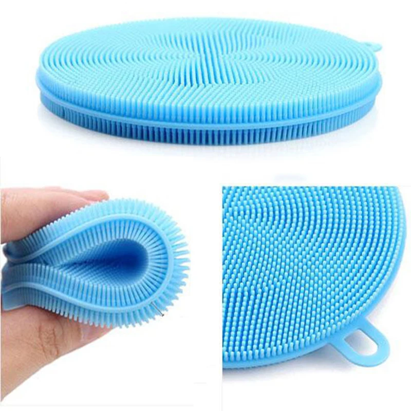 1Pc Multifunctional Silicone Brush Kitchen Dishwashing Brushes Silicone Mat Sourcing Pad Fruit Vegetable Pot Bowl Cleaning Brush