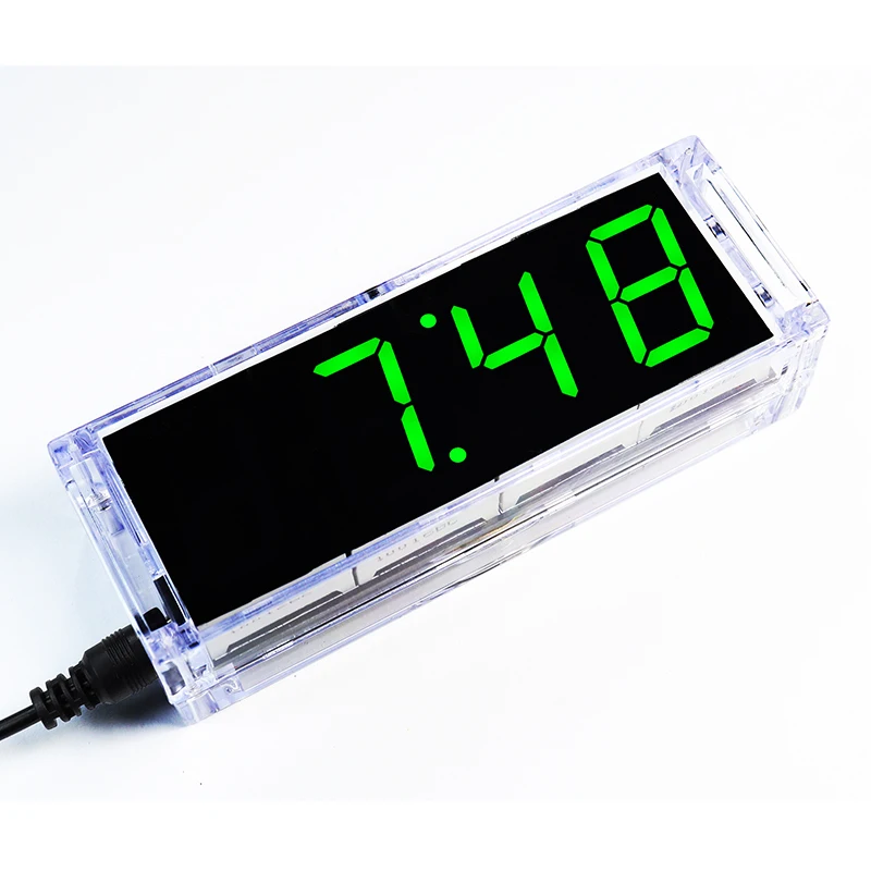 diy clock kit digital tube Time temperatiure date display English voice time night light diy electronic kit soldering subject