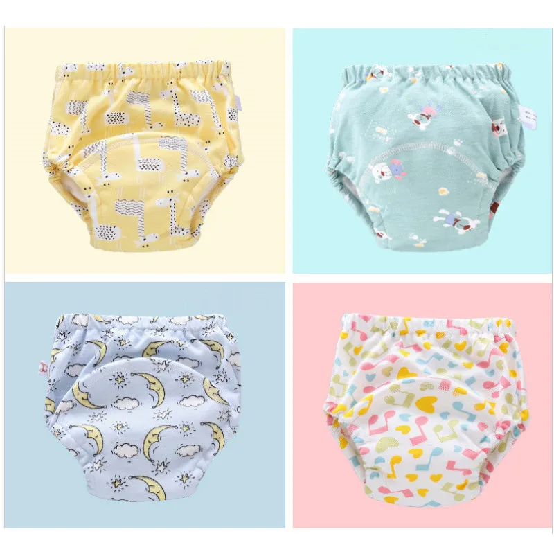 6 Layer Waterproof Reusable Baby Cotton Training Pants Infant Shorts Underwear Cloth Diaper Nappies Child Panties Nappy Changing