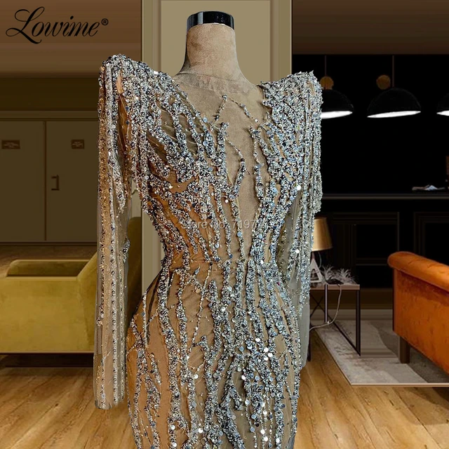 Robe De Soiree A Perles Et Cristaux Argentes Style Sirene Personnalisee Kaftans Tenue De Bal Pour Femmes Africaines Dubai Nouvelle Collection 2020 Robes De Soiree AliExpress