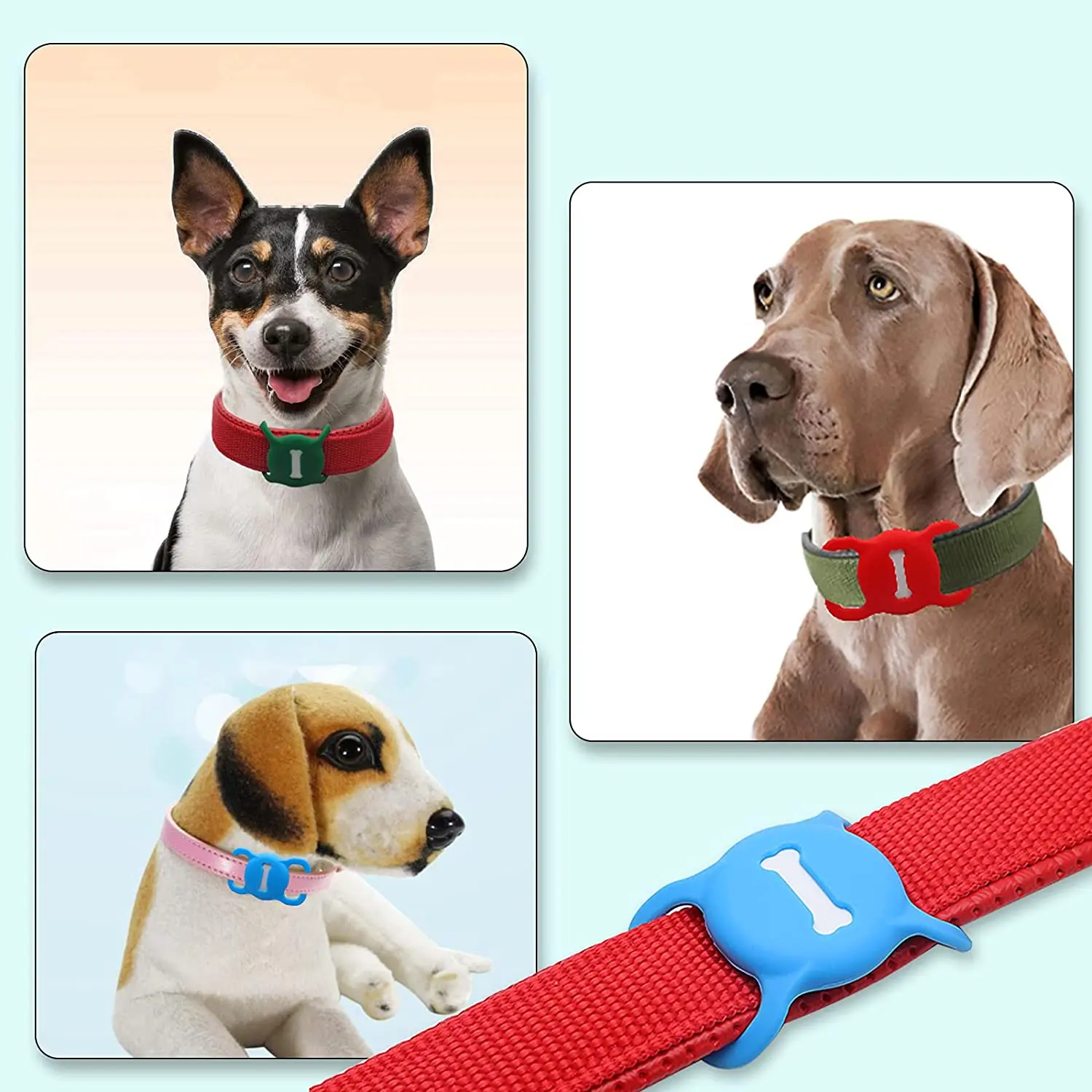 3Pcs Airtag Holder + 3set Screen Film Pet collare custodia protettiva in Silicone per Apple Airtag GPS Finder Dog Cat Collar Loop