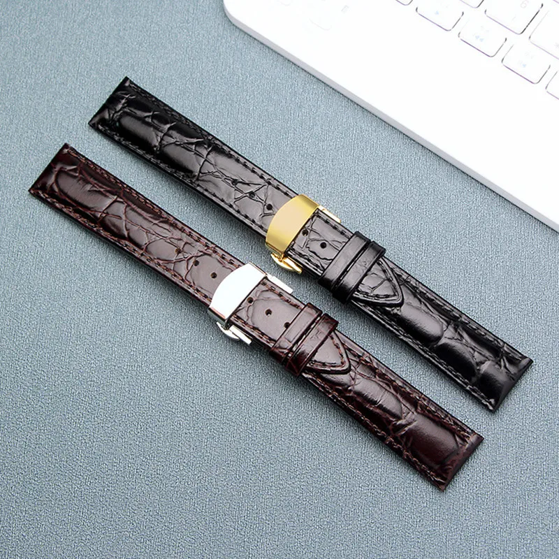 Asli Crocodile Leather Watchband 14 Mm 16 Mm 18 Mm 19 Mm 20 Mm 21 Mm 22 Mm Jam Tangan Tali dan Butterfly Gesper Watch Band