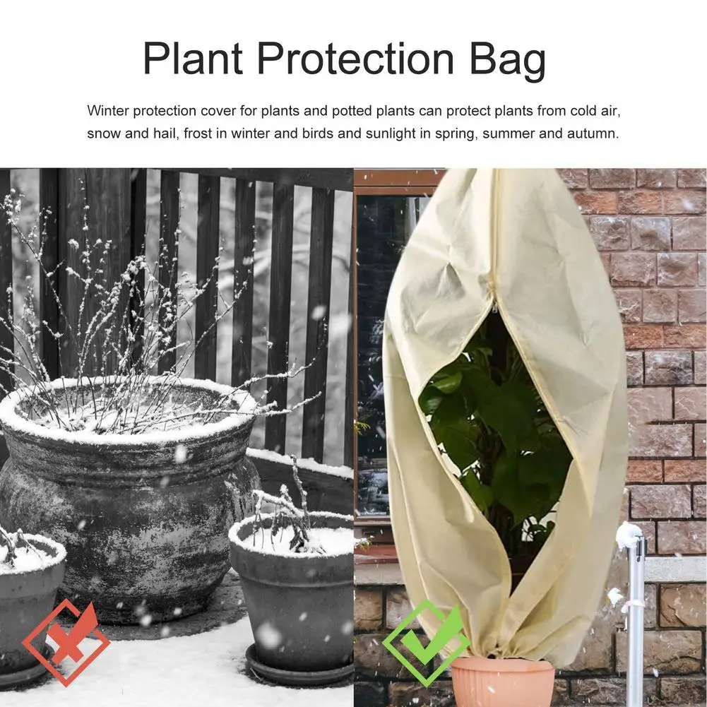 Plant Cover Winter Warm Cover Tree Shrub Plant Protection Bag with Zip Closure Garden Plant Antifreeze Small Tree Winter Plant