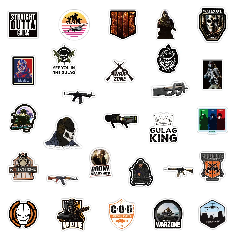 10/30/50PCS Call of Duty Cool Game Waterproof Stickers DIY Car Bike Travel Luggage Phone Laptop Cartoon Kid Toy Sticker Decal