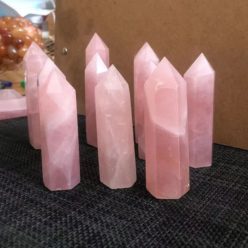 

Natural Pink Rose Quartz point Crystal tower Healing Mineral Stone Collection DIY Home Decor gift