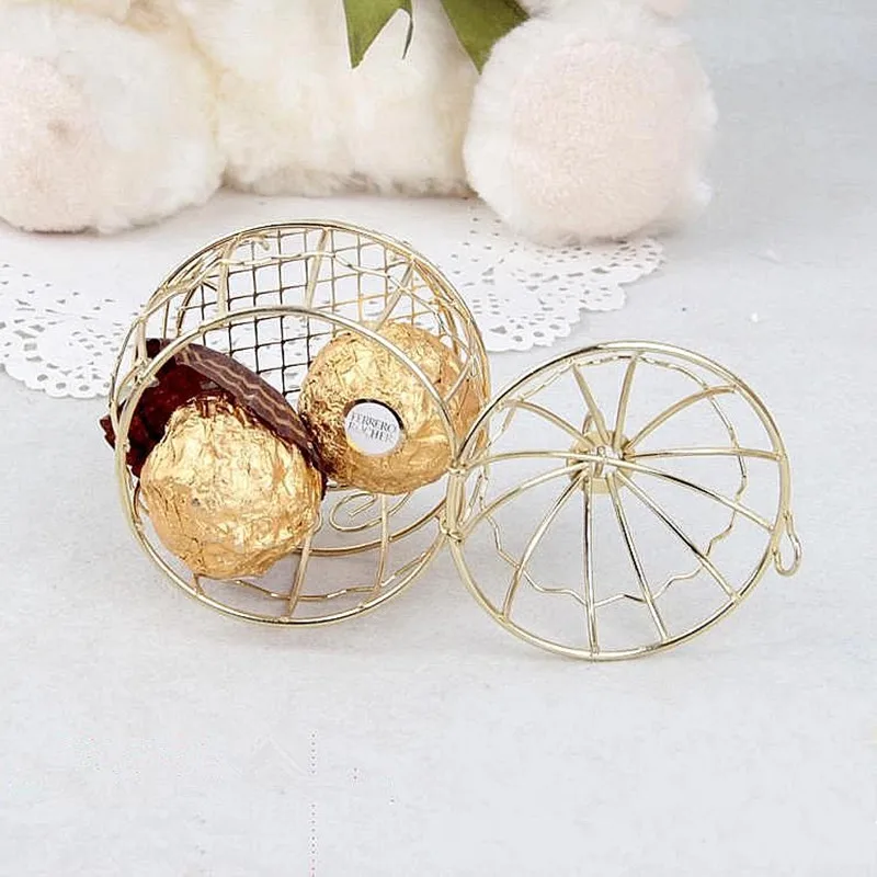 

20PCS Gold Wedding Favor Box European romantic wrought iron birdcage wedding candy box tin box for Wedding Favors