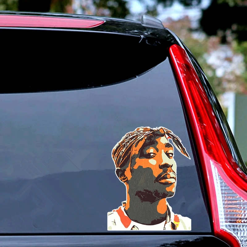 Tri Mishki HZX635 14.5*20cm Rapper Tupac character car sticker Vinyl Decals Motorcycle Accessories sticker reflective