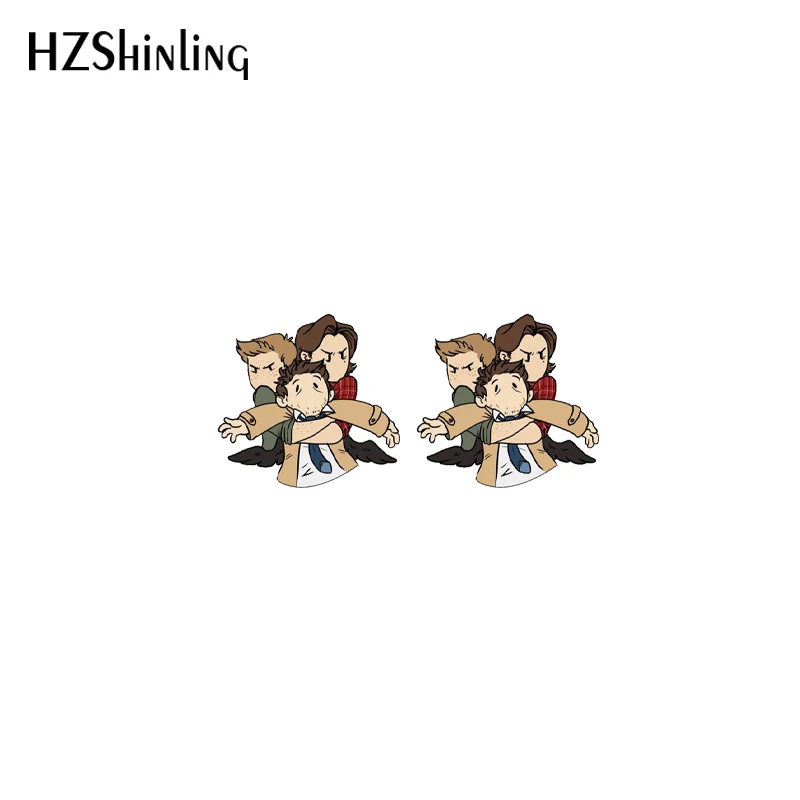 supernatural Castiel Dean Acrylic Stud Earrings Frog Cartoon Resin Epoxy Jewelry