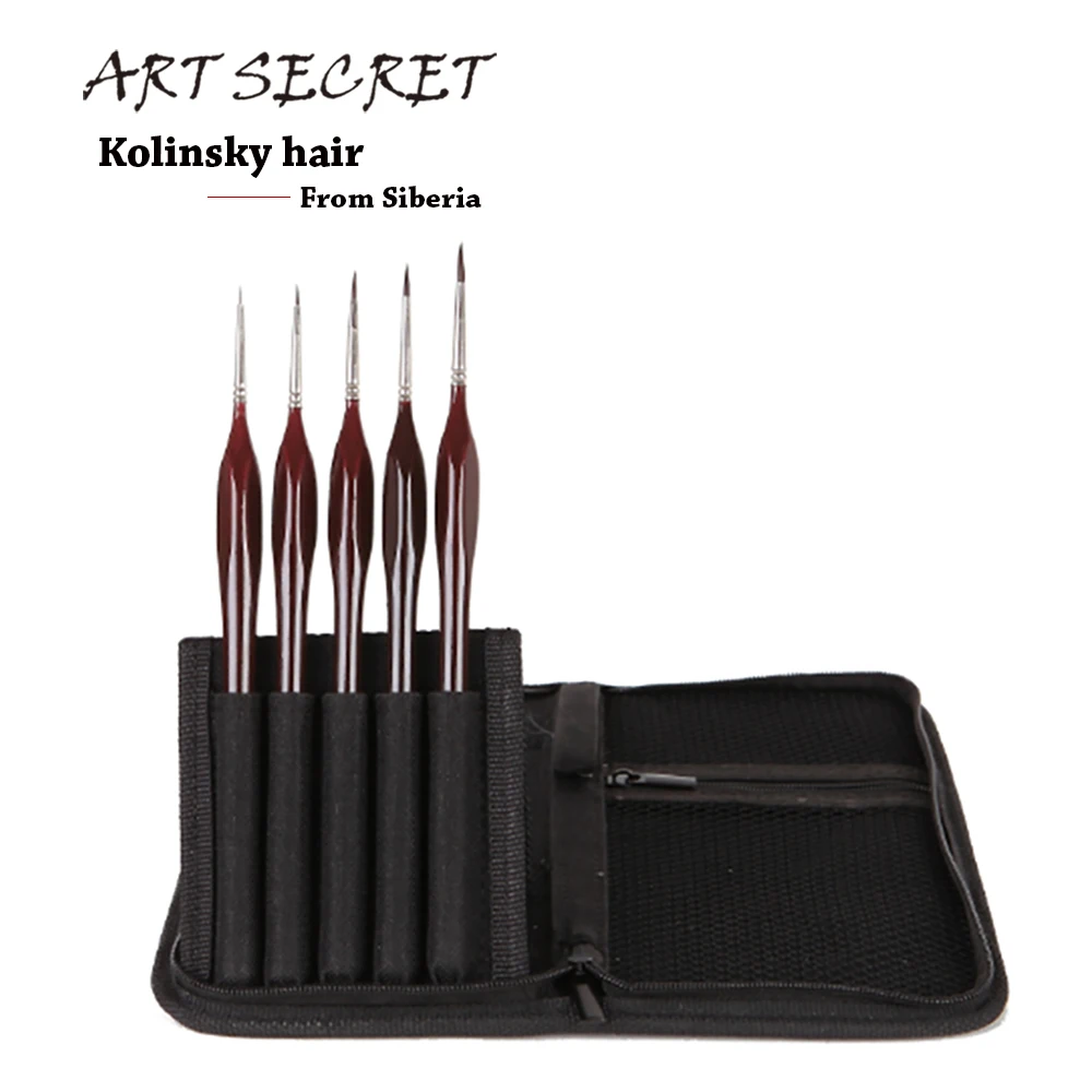 Artsecret High Grade Paint-Brush No.856 5/Set Acrylic Watercolor Tools Anti-Drop Brown Kolinsky Hair Fur Supplies