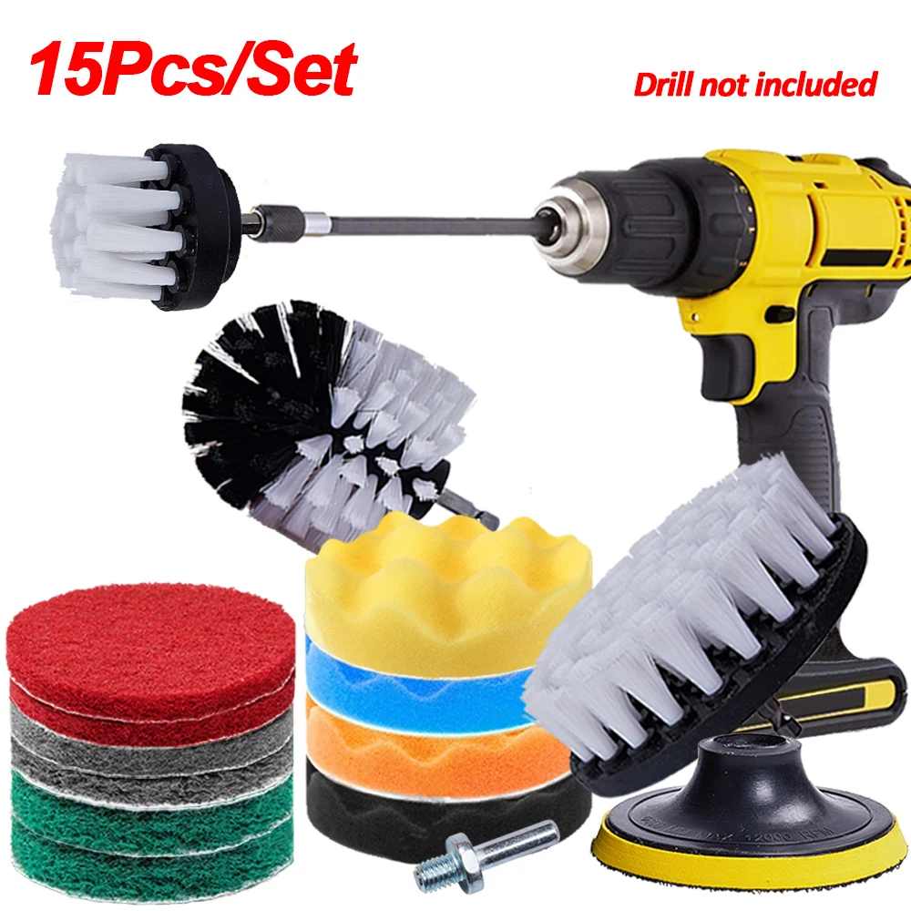 15/4/3/1Pc Soft Drill Brushes Set Brush For Screwdriver Car Cleaning Brush For Cleaning Carpets Glass Leather Car Cleaning Tools