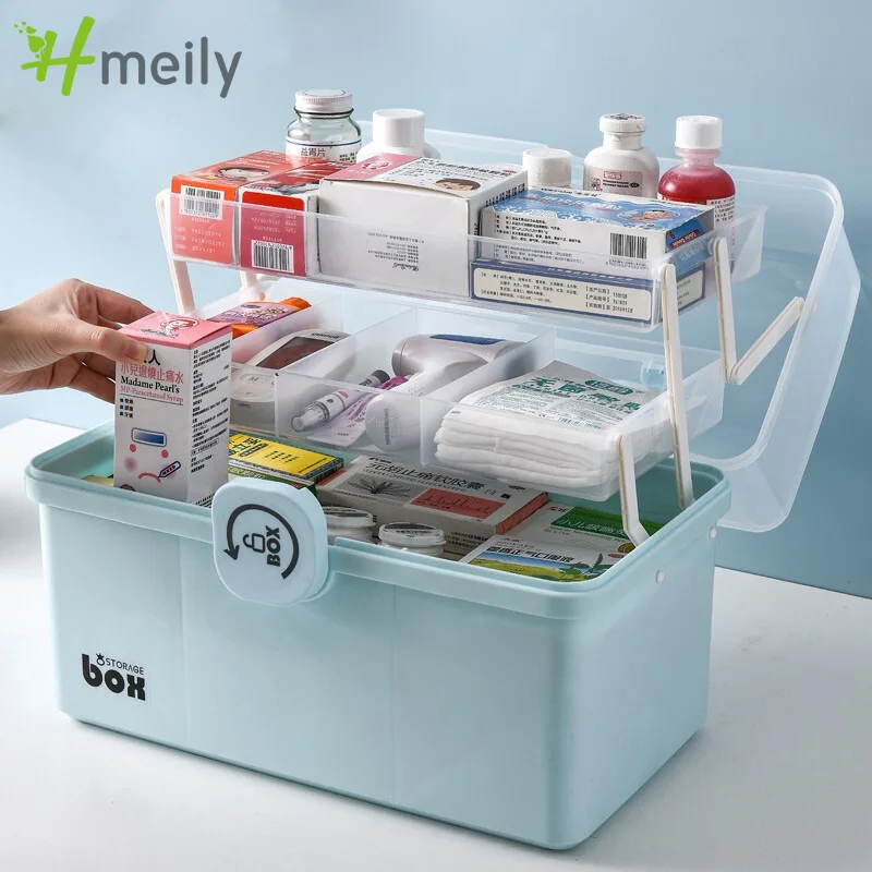 Large Capacity First Aid Container Plastic Organizer Medicine Storage Box 3 Layers Family Emergency MultiFunctional Pill's Box