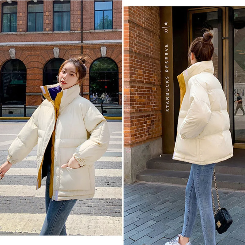 Winter -20℃ Oversize Jacket Female Coat Patchwork Windbreaker Women Padded Zipper Outwear Parka Thick  Streetwear Overcoat Warm