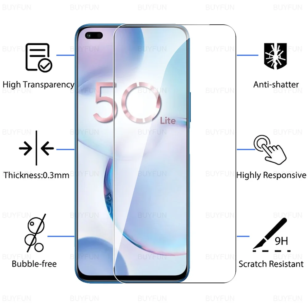 2PCS Full Cover Tempered Glass For Honor 50 Lite 6.67" Screen Protector For Honer 50Lite Xonor 50 Lite Safey Protective Film