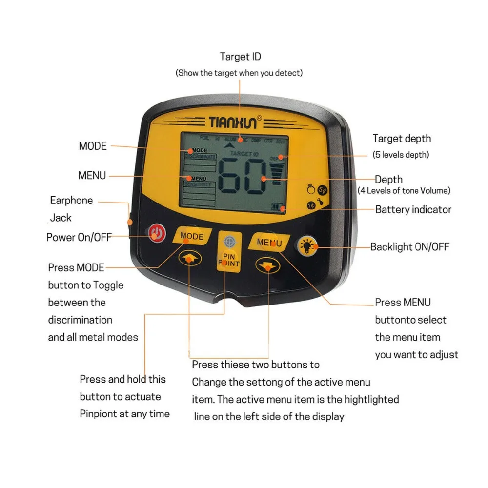 TX950 Metal Detector professionale Pinpointer Gold Detector TX-950 Treasure Hunter Scanner Impermeabile Profondità 2,5 m