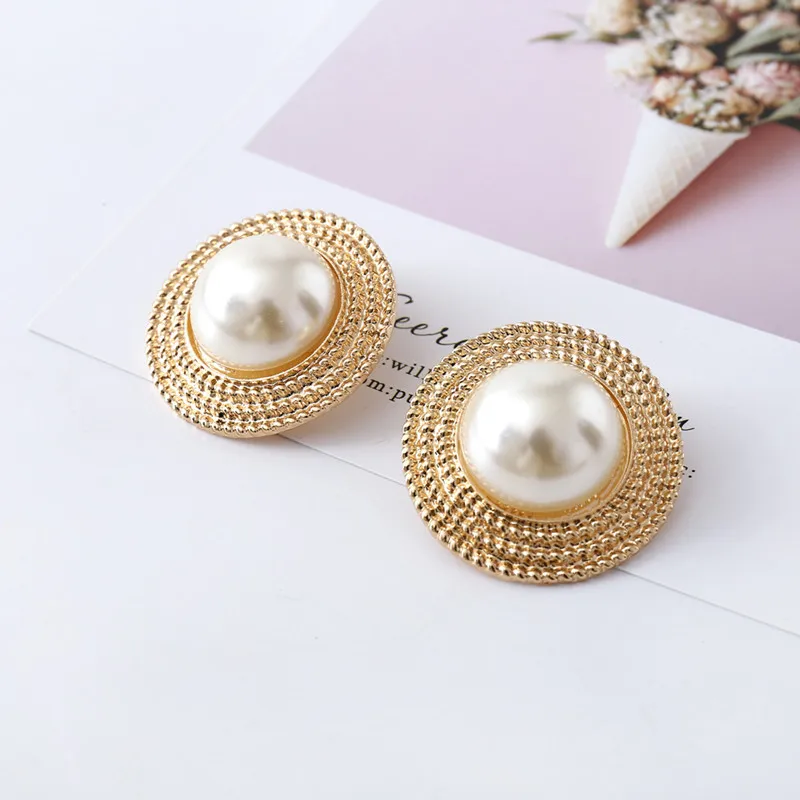 6pcs Golden exaggerated large pearl earrings original fashion frontier female earrings jewelry