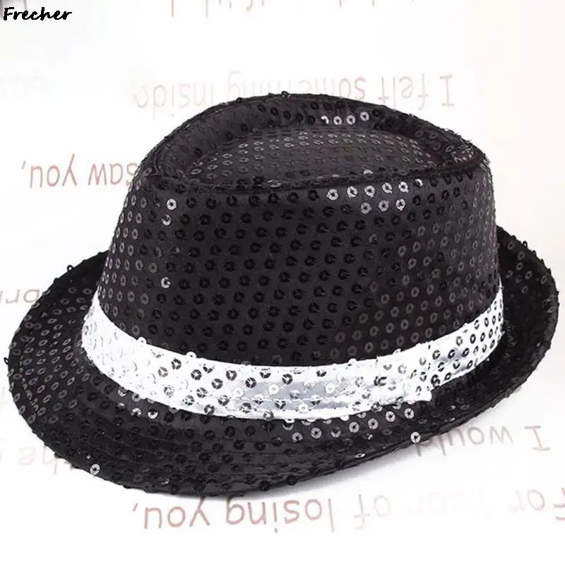 2022 neue Mode Erwachsene Unisex Brilliant Glitter Pailletten Hut Tanz Zeigen Party Jazz Hut Kappe Zeigen Bühne Requisiten Perlen Caps fedoras