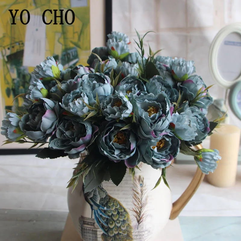 5 Teste di Seta Peonie Fiori Artificiali Bouquet di Seta Fai da Te Fiori Finti per La Cerimonia Nuziale Del Partito per La Tavola di Casa Garden Decor Piccolo Bouquet