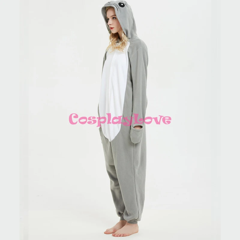 Gray Seal Pajamas Animal Cosplay Costume Coral Women Men Kid Adult Pajamas Onesies Cartoon Sleepwear Sleepsuit