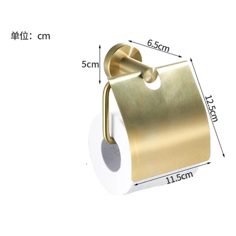 Toilet Paper Holder Black/Brushed Gold Stainless Steel Bathroom Accessory Paper Hook Towel Rack Roll Paper Holder Cover Hardware