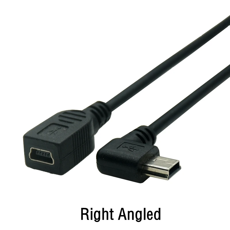 Przewód USB Mini 5Pin wtyk męski na żeńskie gniazdo rozszerzenie Adapter danych kabel przewodzący prawe lewe nawet kąt nachylenia 90 stopni przewód