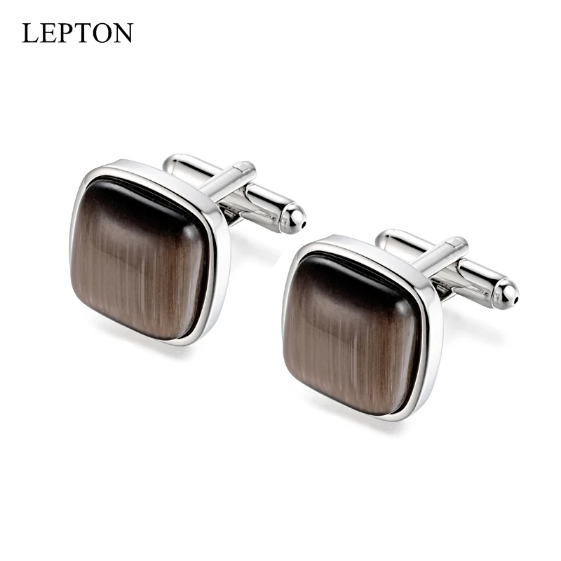 

Low-Key Luxury Brown Stone Cufflinks For Mens Lepton Jewelry Cat Eye Stones Cuff Links Men Shirt Cuffs Cufflink Best Gift