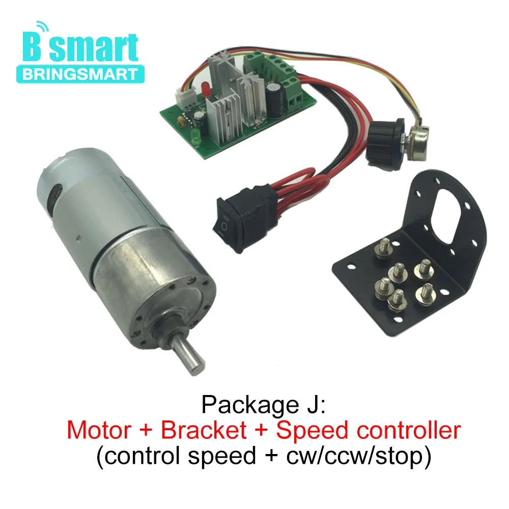 Bringsmart 37GB555 Gear Reduction Motor 12v Mini Electric Gearbox Motor 24v All Metal Gears Reversible Motor Reducer High Torque